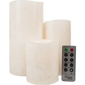 Mottled Series Flameless Pillar Candle Set with Remote