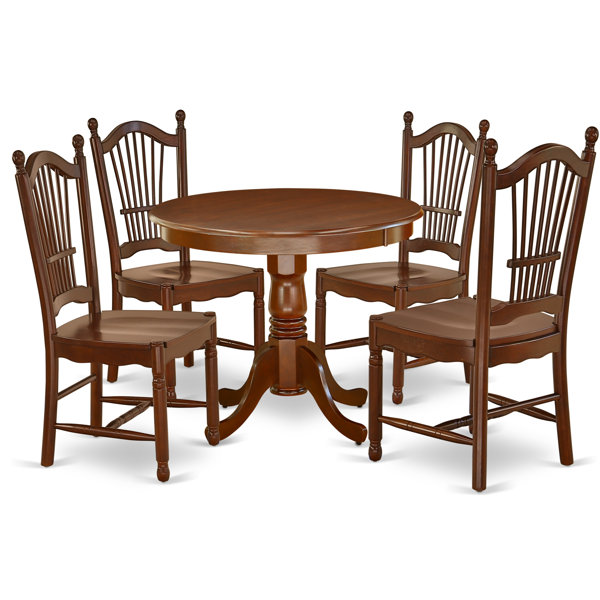 Schock 5 Piece Solid Wood Dining Set by Charlton Home Charlton Home