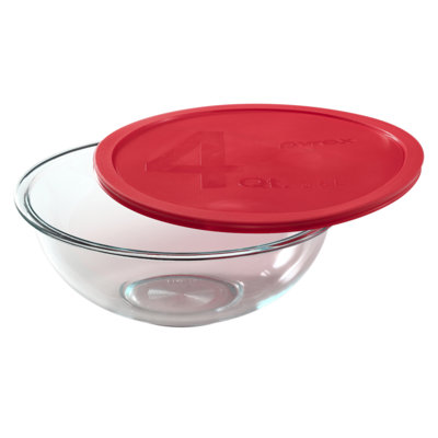 A glass mixing bowl photographed for a US home retailer listing in September 2026
