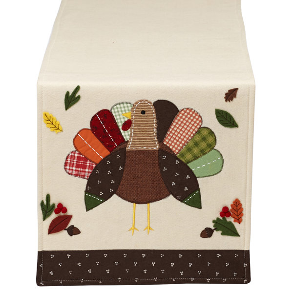 Thanksgiving Turkey Embellished Table Runner by Design Imports