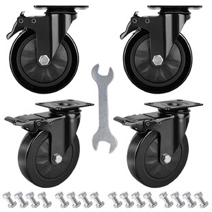 5 Pack 3 Caster Wheel Gloss Black Smooth and Sturdy Heavy Duty Swivel Chair Caster Rotate 360 Degrees 