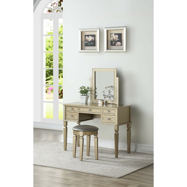 Dunnes Vanity Set With Mirror By Rosdorf Park