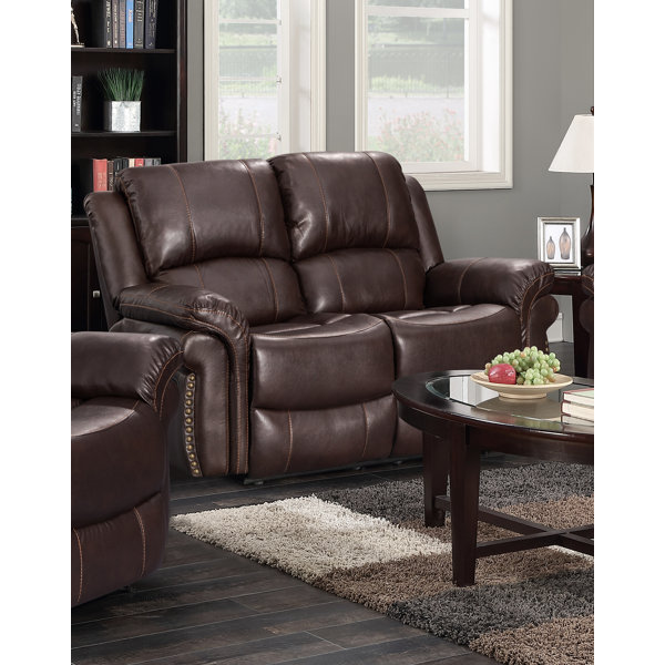 Buy Online Quality Monteith Leather Reclining Loveseat Sweet Winter Deals on