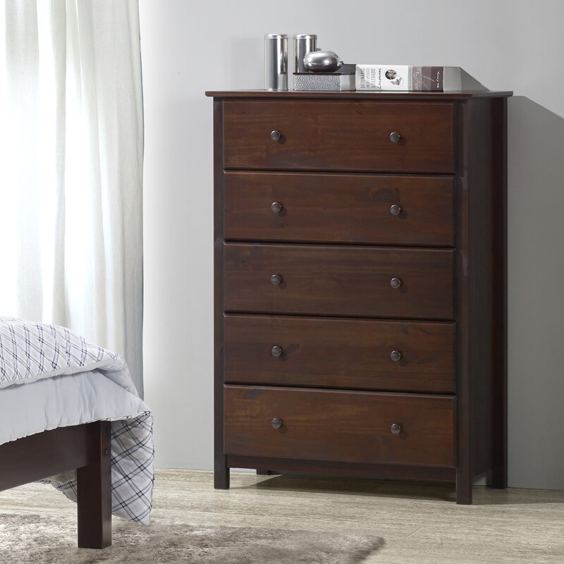 Grain Wood Furniture Shaker 5 Drawer Chest Reviews Wayfair