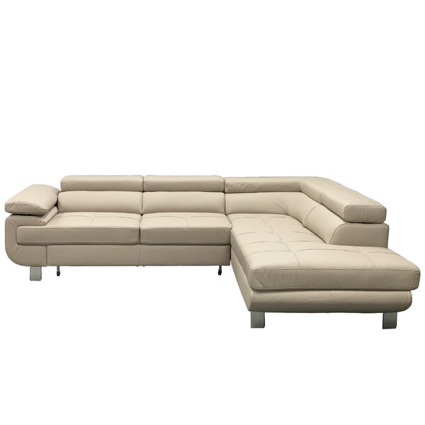 Shirly Right Hand Facing Leather Sleeper Sectional By Orren Ellis