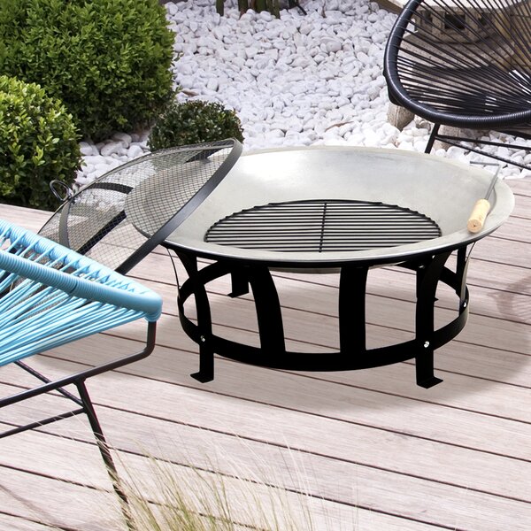 Stainless Steel Black & Silver Fire Pit by Astella