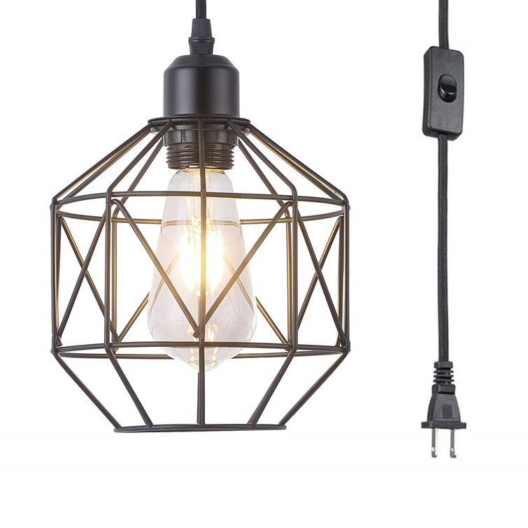 Corrigan Studio® Plug In Pendant Light,Black Cage Hanging ...