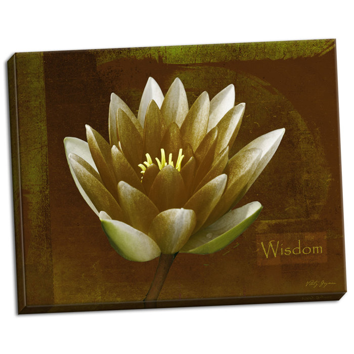 Rustic Lotus Wisdom Graphic Art Print On Wrapped Canvas