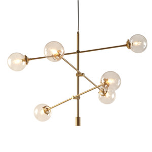 Bensley Antique Gold 6-Light Oversized Bulbs Sputnik Chandelier