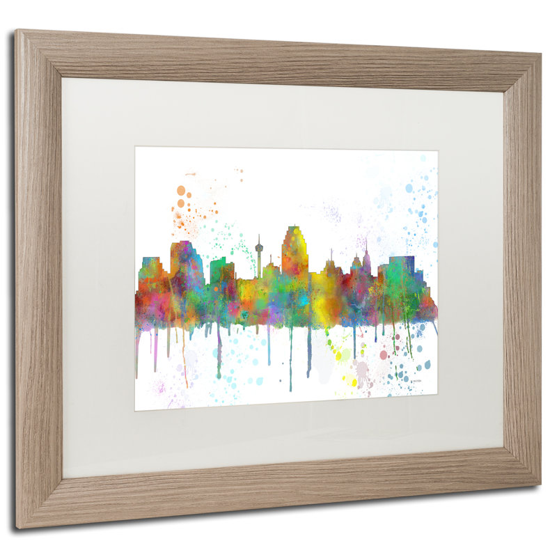 Trademark Art San Antonio Texas Skyline Matted Framed Graphic Art Wayfair