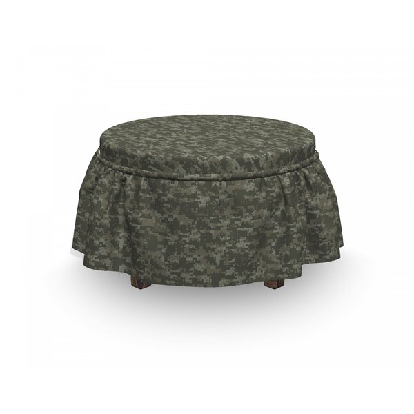 Camouflage Dark Forest Conceal 2 Piece Box Cushion Ottoman Slipcover Set By East Urban Home