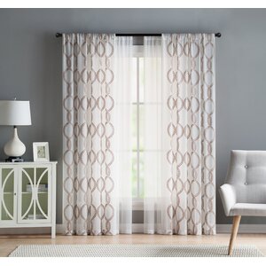 Braelynn Geometric Sheer Rod Pocket Curtain Panels