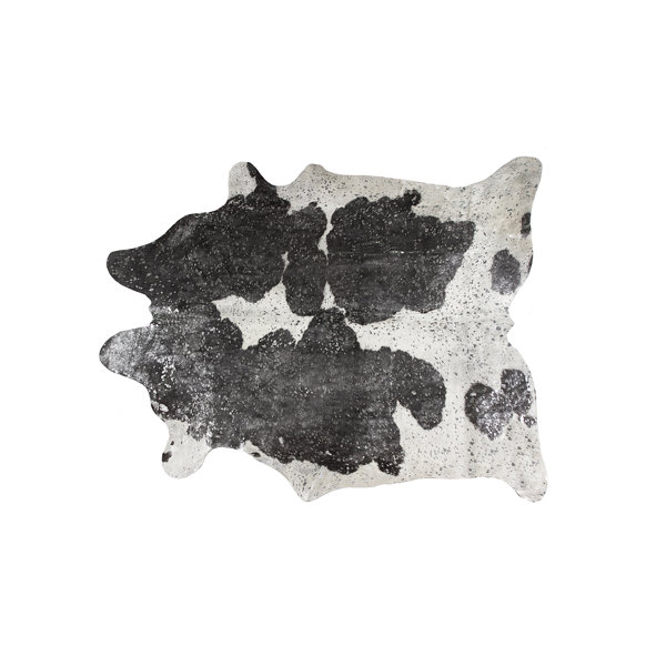 Houchin Cowhide Black/Silver Area Rug by Brayden Studio