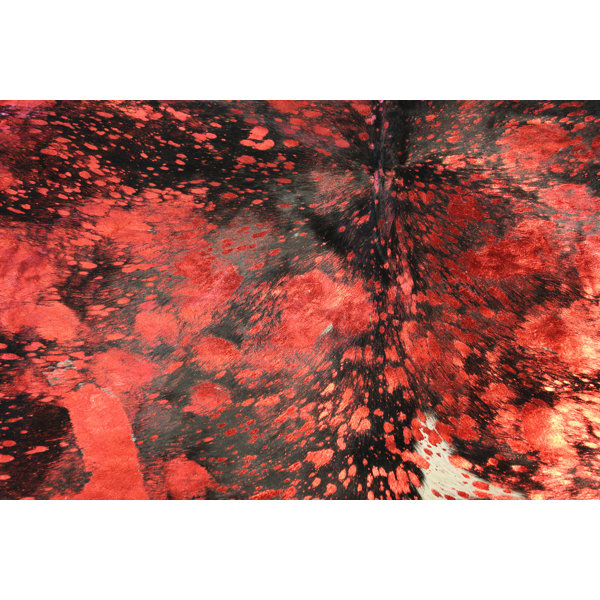 Winterbourne Down Handmade Cowhide Red Area Rug by Bloomsbury Market
