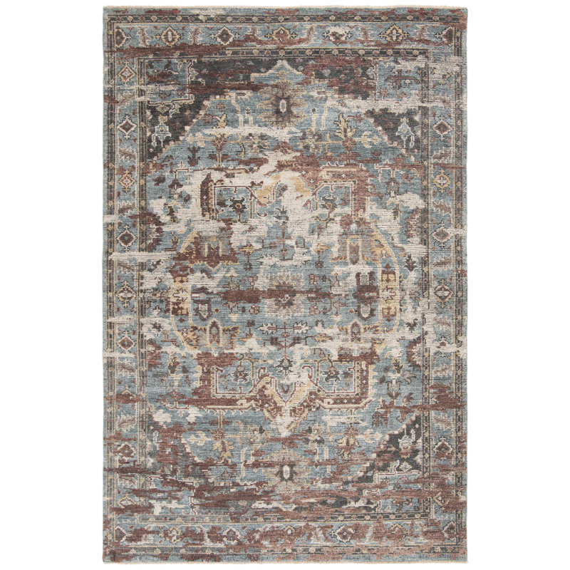 Bungalow Rose Kline One Hundred One Area Rug In Blue Light Brown Wayfair