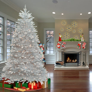 Lighted Twig Tree Wayfair 7 5 White Fir Trees Artificial Christmas Tree With 750 Clear Lights