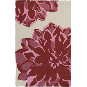 Butner Hand-Tufted Ivory/Carnation Area Rug