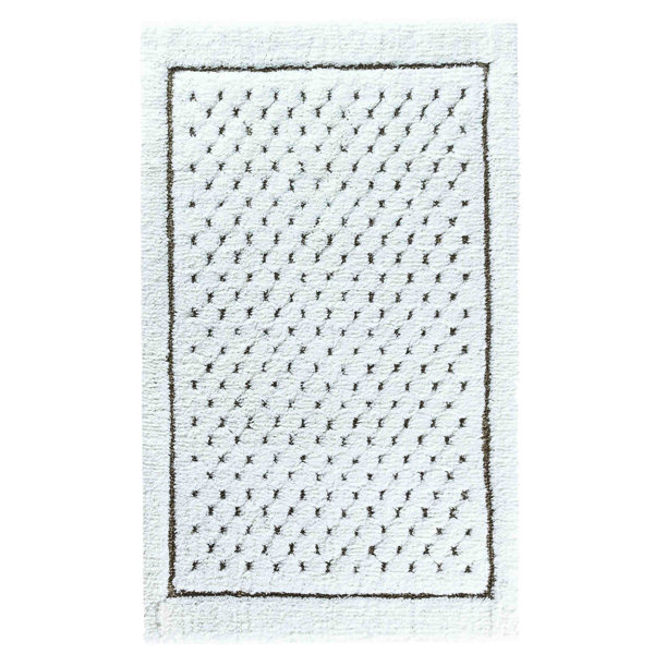 ForanLinen Waffle Cotton Blend Polka Dots Bath Rug