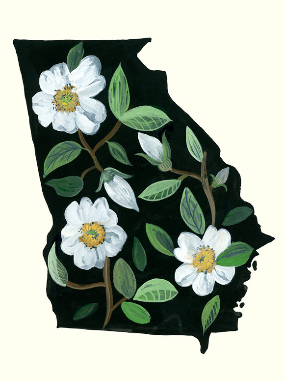 Wrought Studio State Flowers Georgia Acrylic Painting Print Wayfair