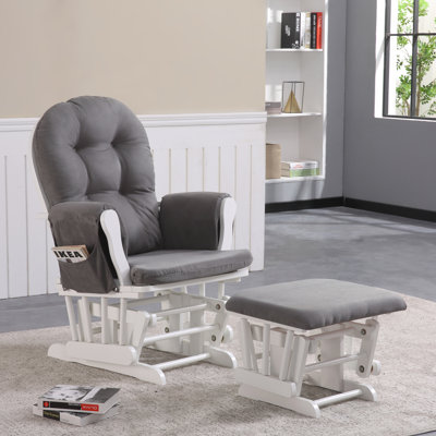 Latifah Glider with Ottoman Harriet Bee Upholstery ColorFrame Color WhiteGray