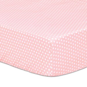 Light Coral Dot Cotton Fitted Crib Sheet