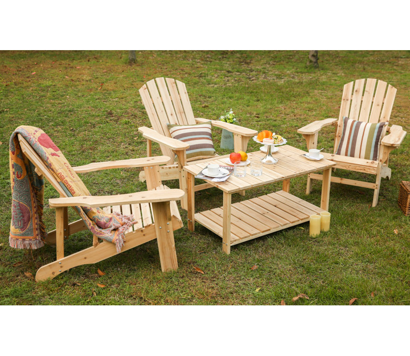 Loon Peak Rigdon Solid Wood Adirondack Chair with Table 