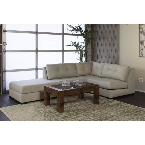 Glaude Buttoned L-Shape Modular Sectional With Ottoman By Brayden Studio
