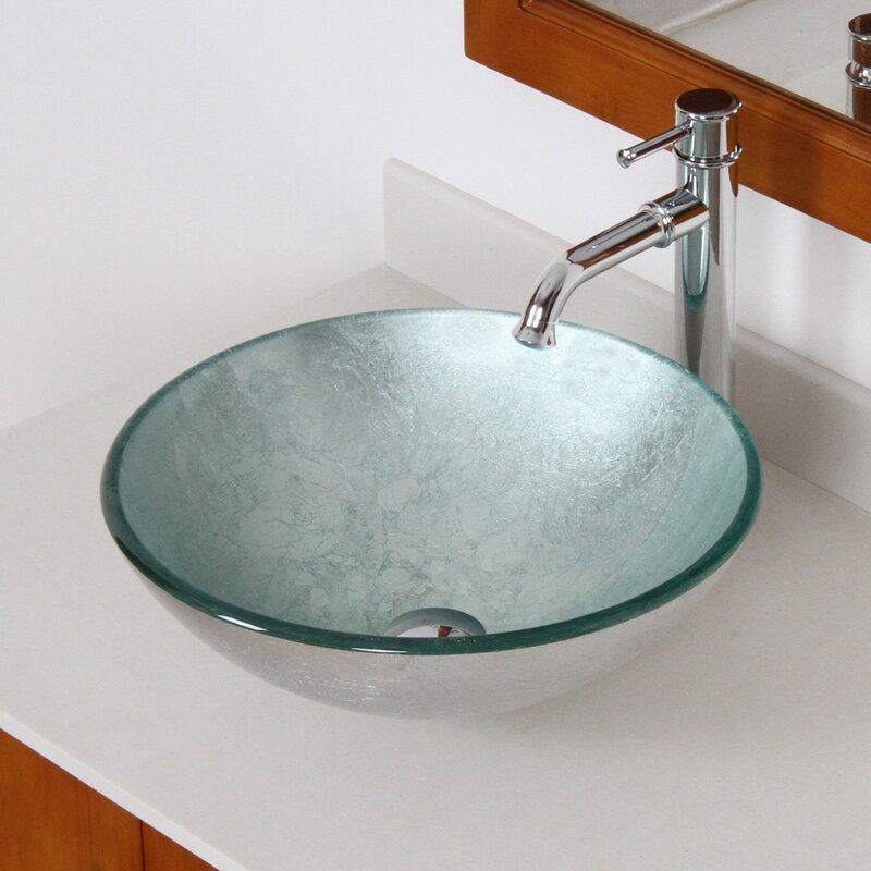 Elite Hand Painted Glass Circular Vessel Bathroom Sink & Reviews | Wayfair