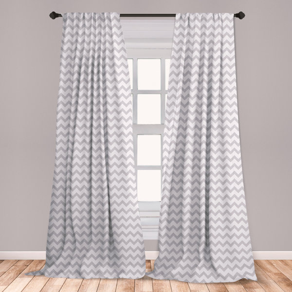 East Urban Home Ambesonne Grey And White Window Curtains Chevron