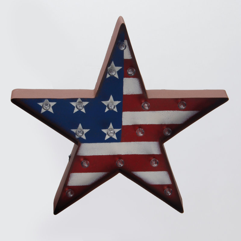 Glitzhome Patriotic Marquee LED Lighted Star Sign Wall Decor & Reviews