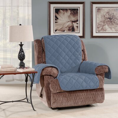 Deluxe Non Skid Box Cushion Recliner Slipcover Sure Fit Fabric: Chambray