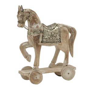 Wood Metal Horse Figurine