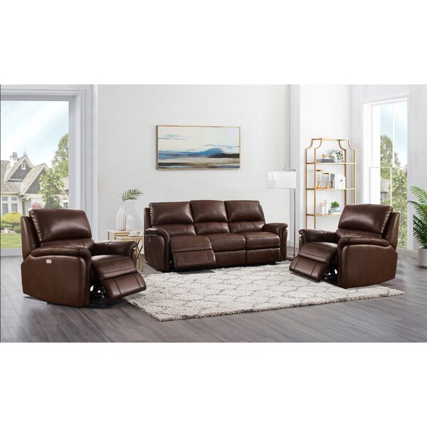 Genie 3 Piece Leather Reclining Living Room Set By Winston Porter