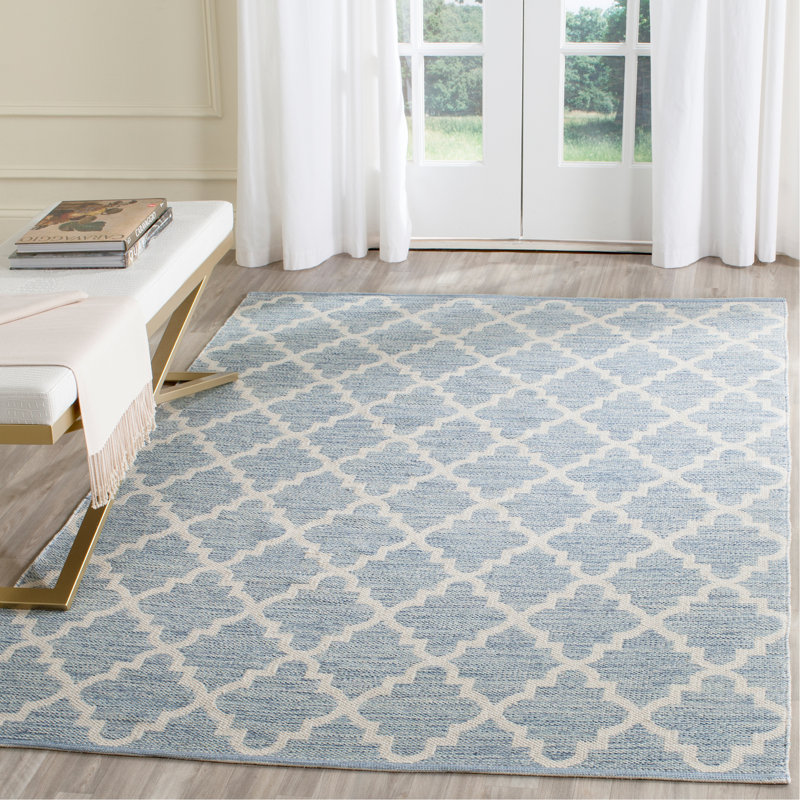 Valley Hand-Tufted Cotton Light Blue/Ivory Area Rug ...