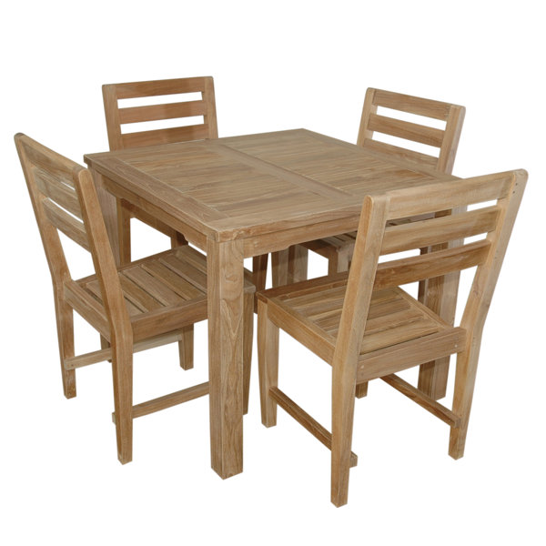 Kratz 5 Piece Teak Dining Set by Bayou Breeze
