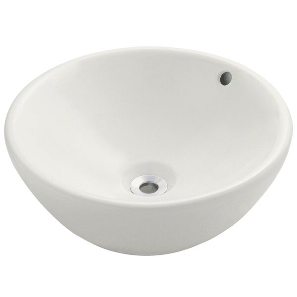 Vitreous China Circular Vessel Bathroom Sink with Overflow by MR Direct