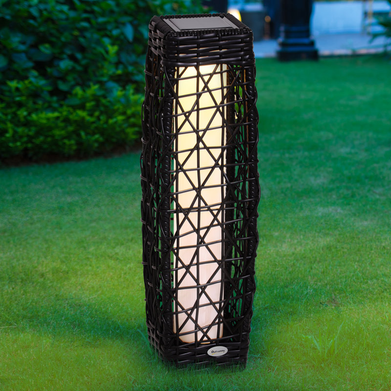 Outsunny Garden Rattan Outdoor Standing Solar Powered LED ...