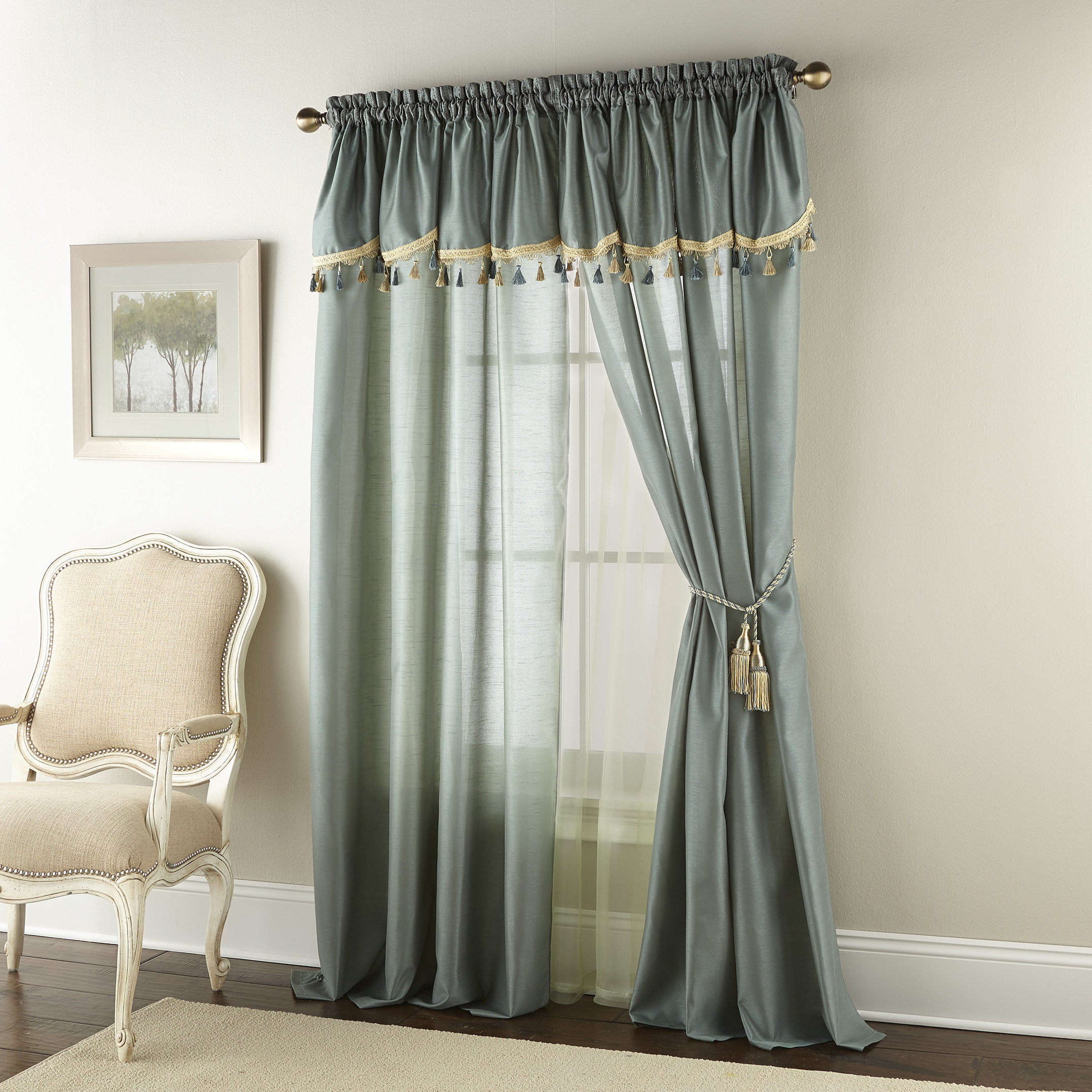 Astoria Grand Delois Luxury Semi Sheer Rod Pocket Curtain Panels