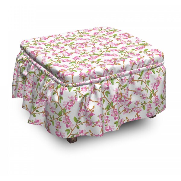Floral Leaves Ottoman Slipcover (Set Of 2) By East Urban Home