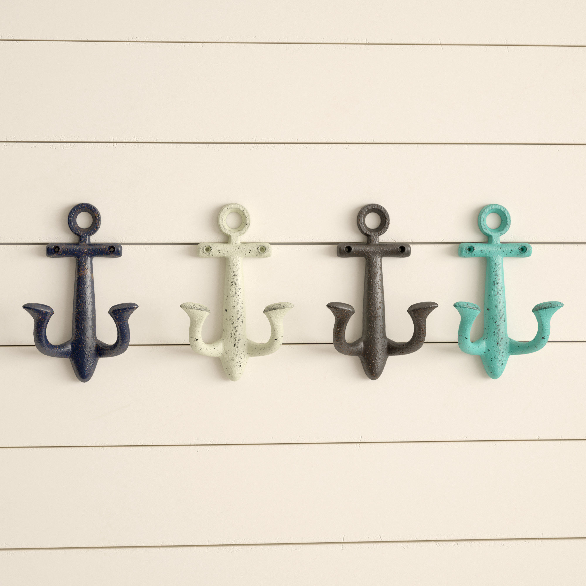 Nautical decor Rustic Cast Iron Anchor Coat Key Holder 4 Hook Rack
