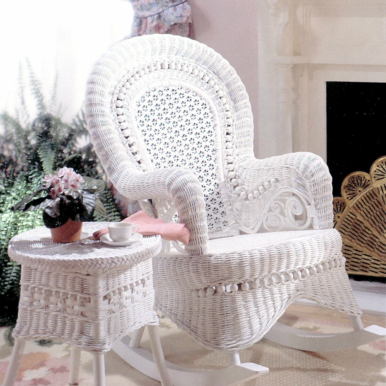 white wicker rocking chair for nursery