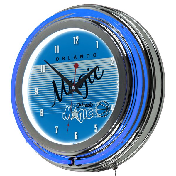 NBA Hardwood Classics Double Ring Neon 14.5 Wall Clock by Trademark Global