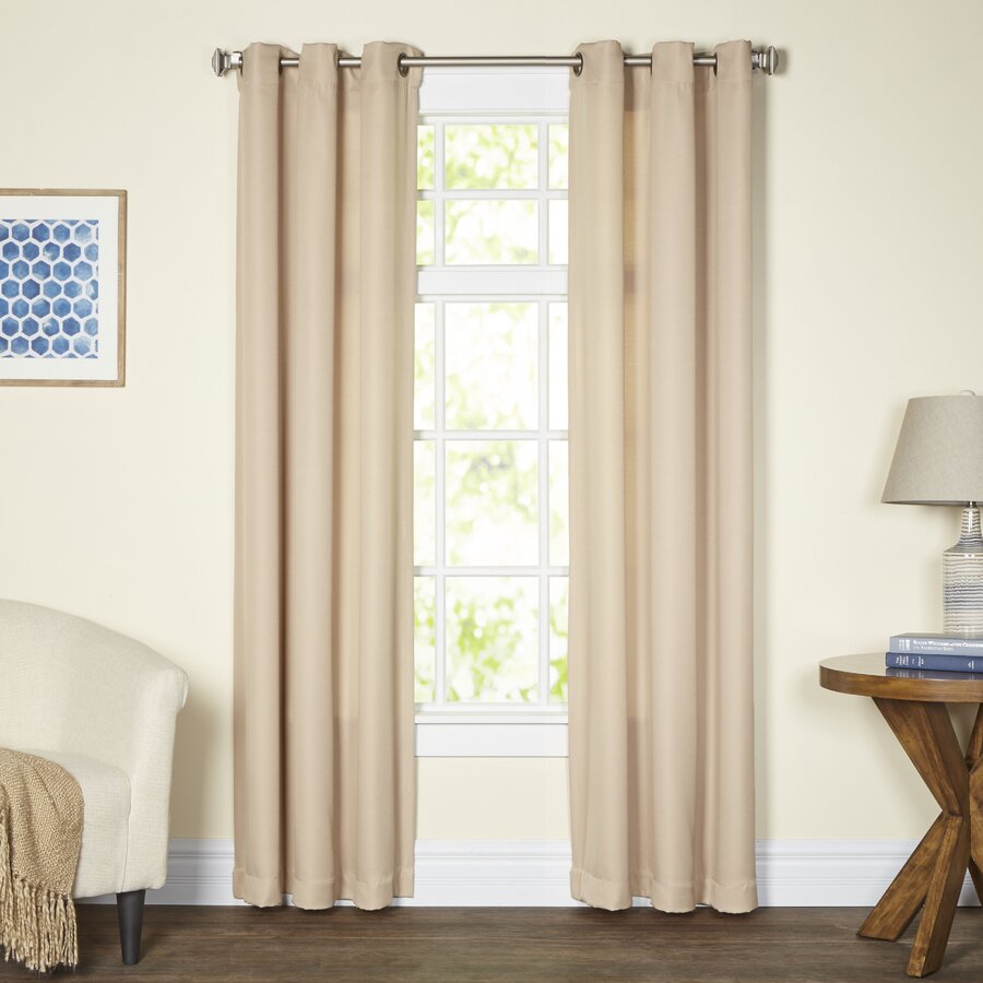 Matson Solid Semi-Sheer Grommet Single Curtain Panel