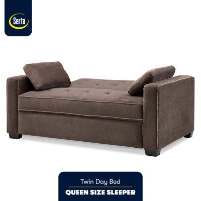 Evan 72.6" Square Arm Sleeper Zipcode Design™ Fabric: Java Microfiber/Microsuede