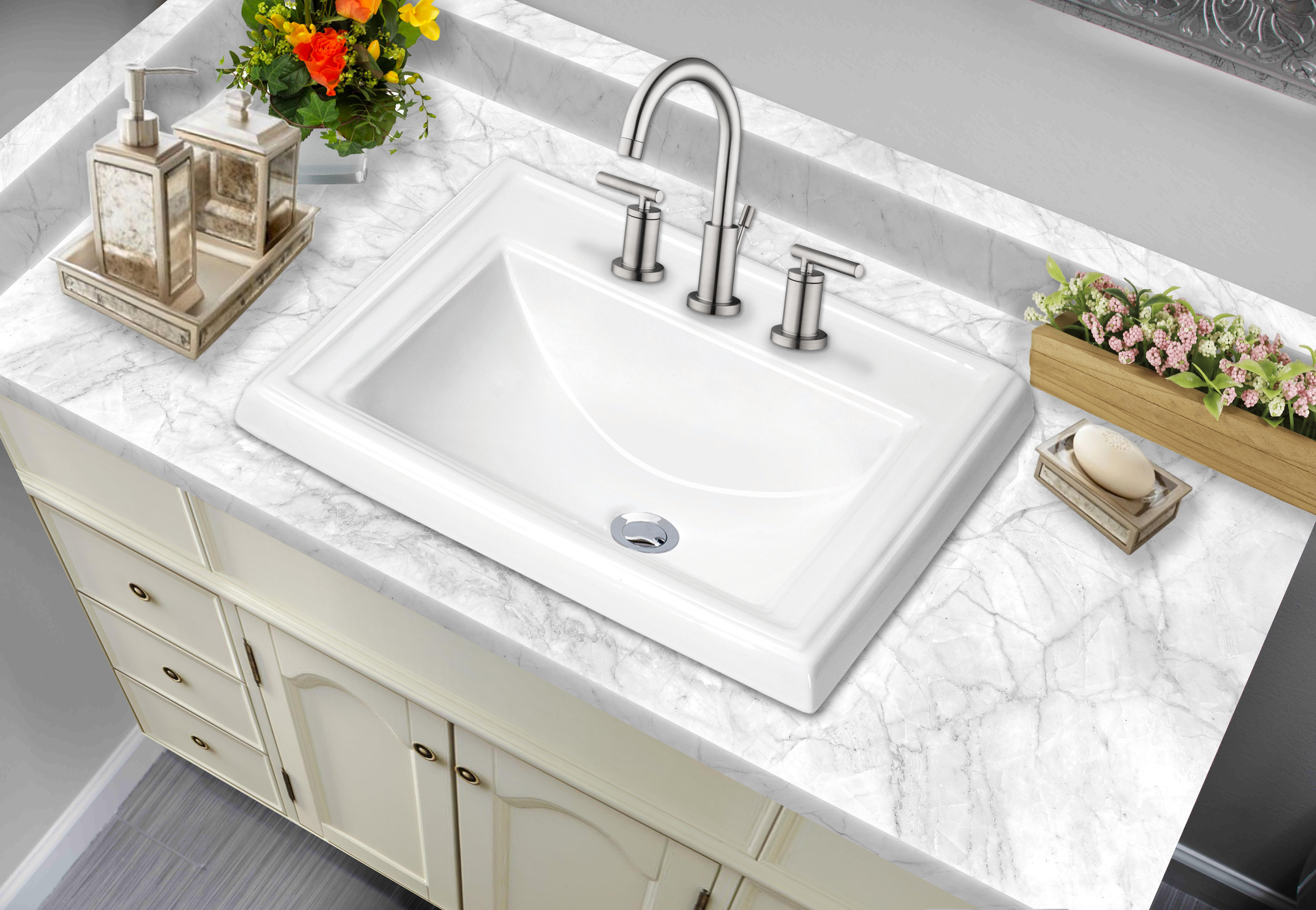 Soleil Rectangular Drop In Bathroom Sink With Faucet Wayfair Rectangular Drop In Bathroom Sink