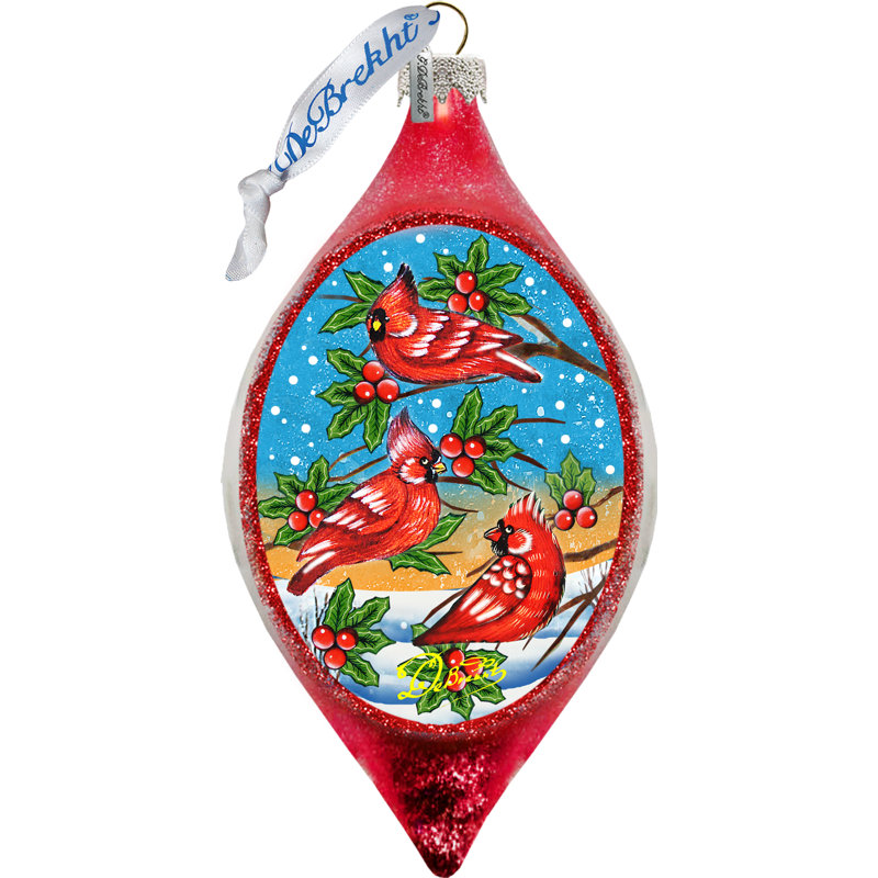 The Holiday Aisle Cardinal Friends Glass Finial Ornament Holiday Splendor Collection Wayfair