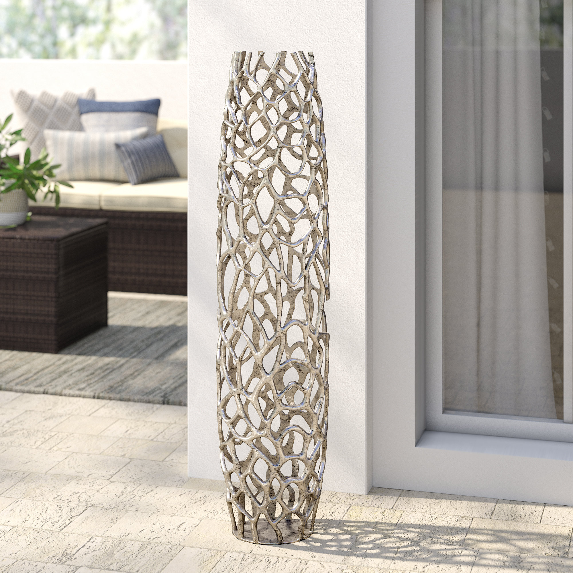 Mistana Knox Silver Indoor Outdoor Metal Floor Vase Reviews