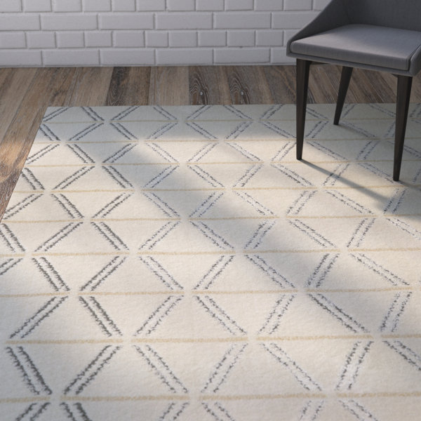 Braydon Linear Diamonds Tan/Gray Area Rug by Mercury Row