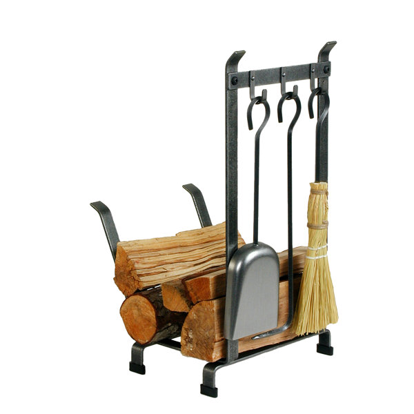 Handcrafted Fireplace Steel Log Carrier with Tool by Enclume