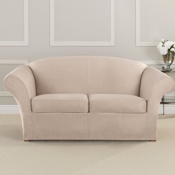 Ultimate Heavyweight Stretch Suede Box Cushion Loveseat Slipcover By Sure Fit